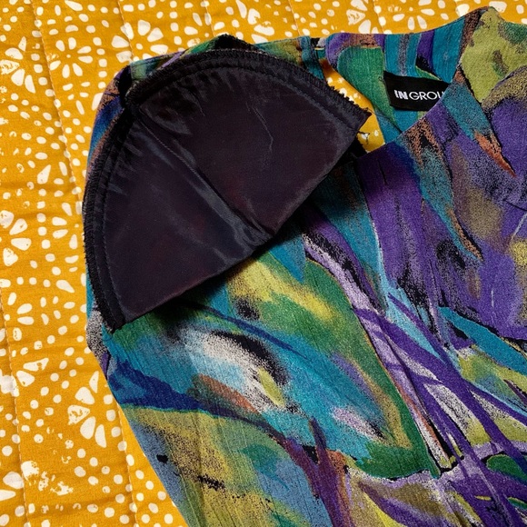 Vintage 80s purple, green and teal blouse - Picture 10 of 10